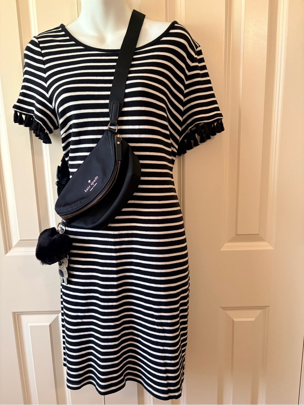 Talbots  Knit Dress - Black & White, fanny pack, not included, size Lp